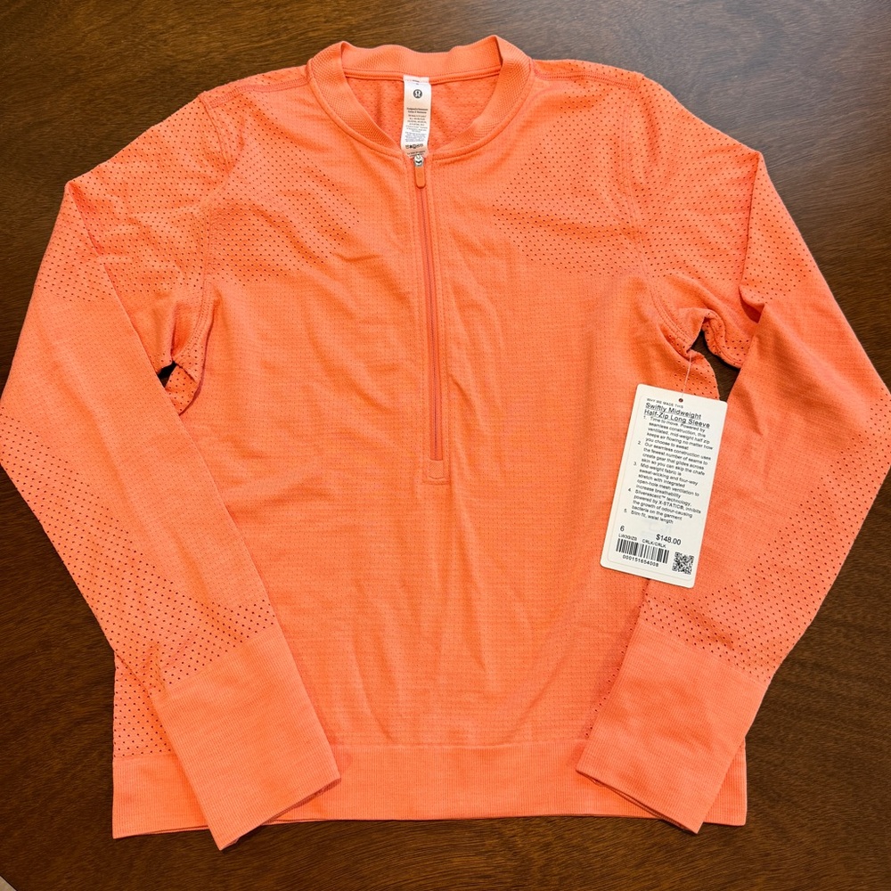 Lululemon Swiftly Midweight Half-Zip Long Sleeve Coral